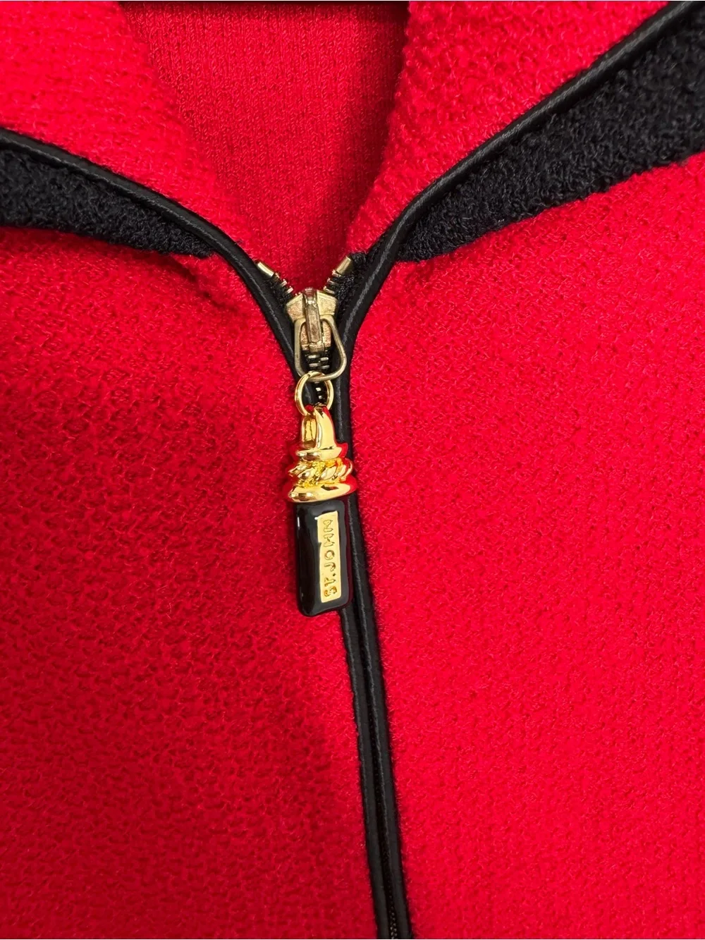 St. John Red black trim front zip jacket 10
